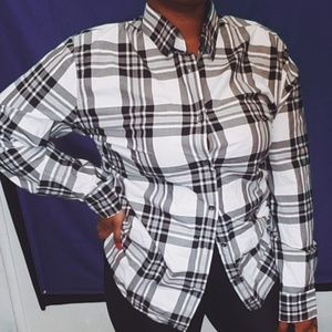Black and white plaid men's shirt